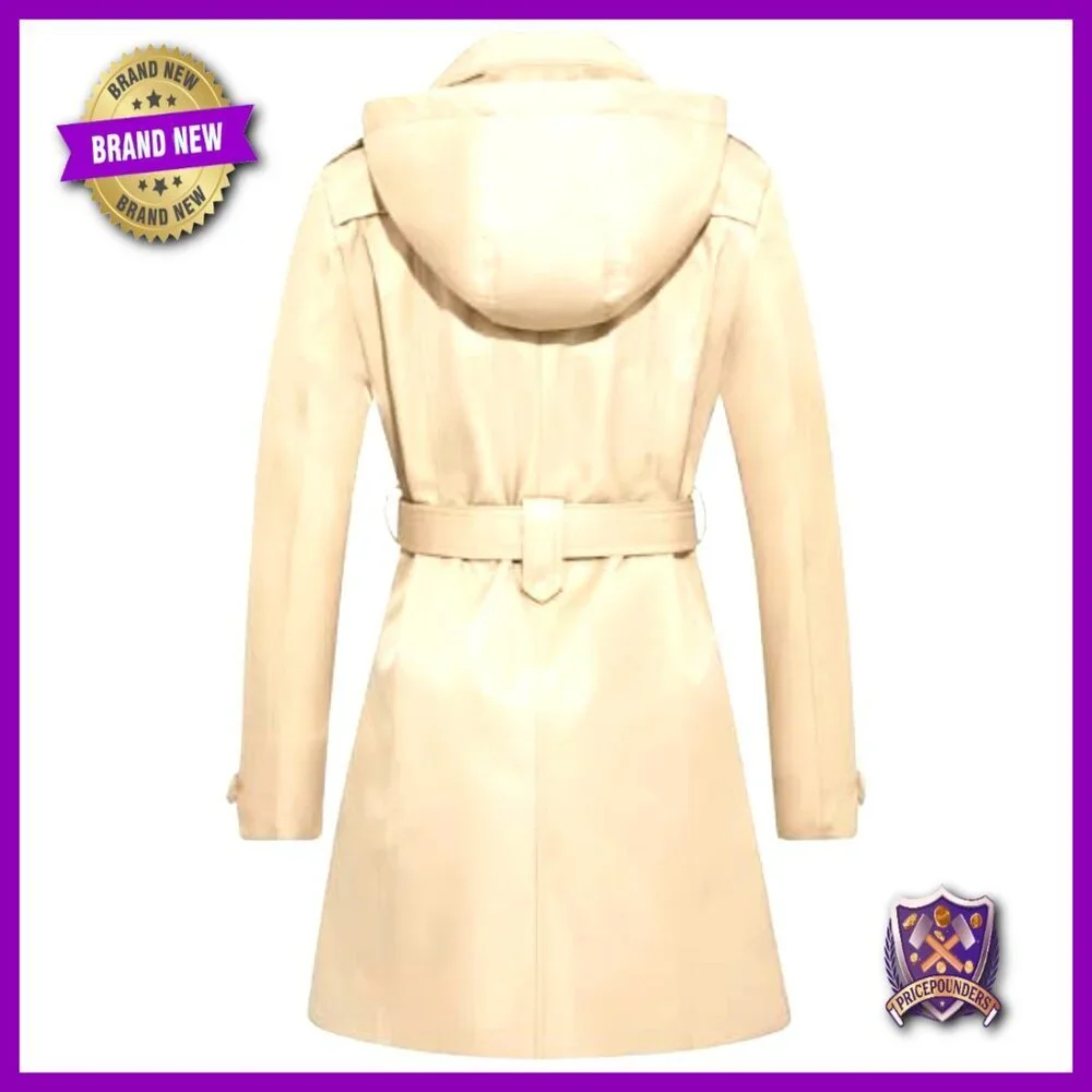 Waterproof Trench Coat Double Breasted Classic Belted Elegant Windbreaker